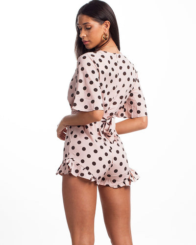 Is It True Spotted Playsuit Taupe