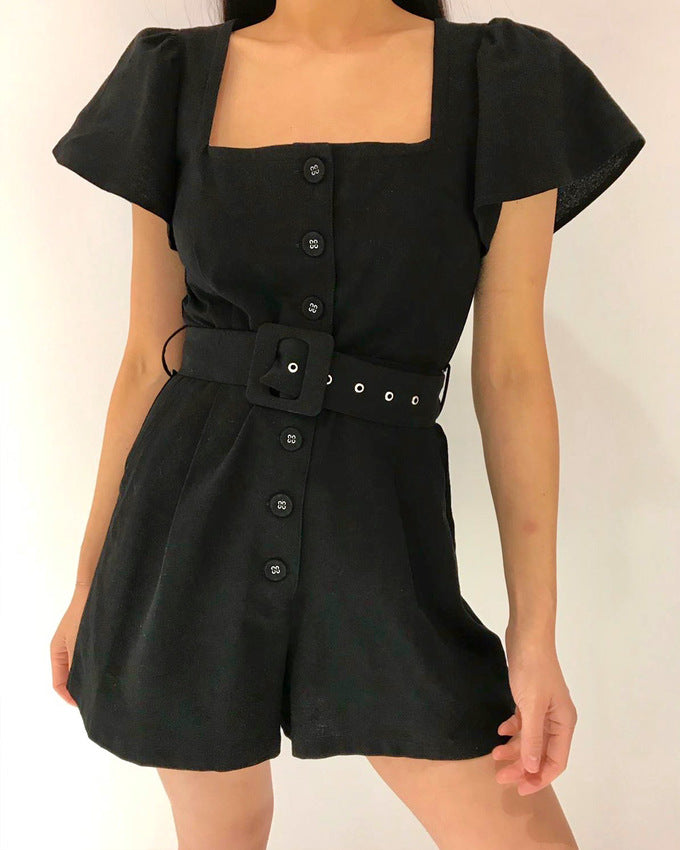 Abby Belted Playsuit - Black