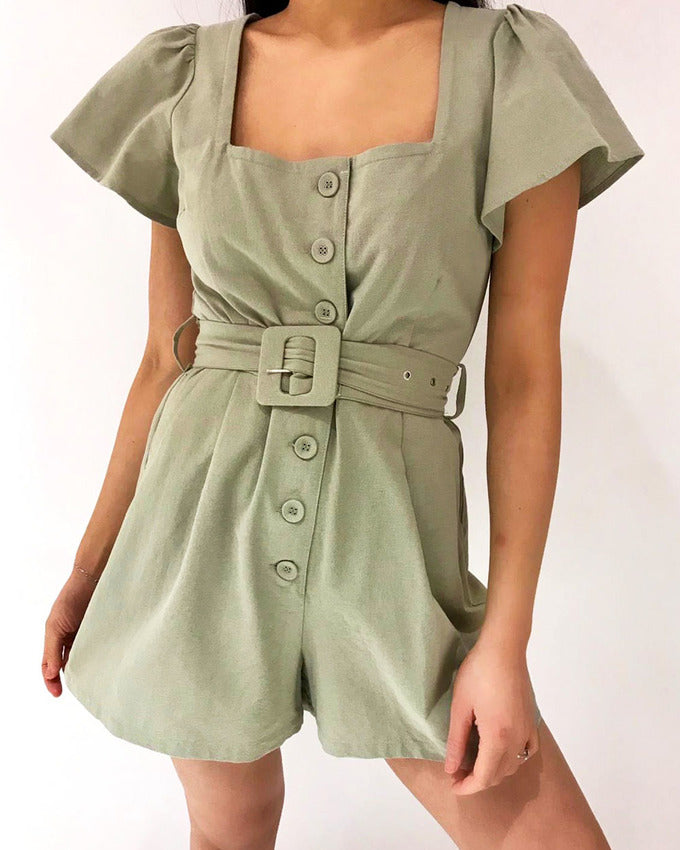Abby Belted Playsuit Premium - Mint