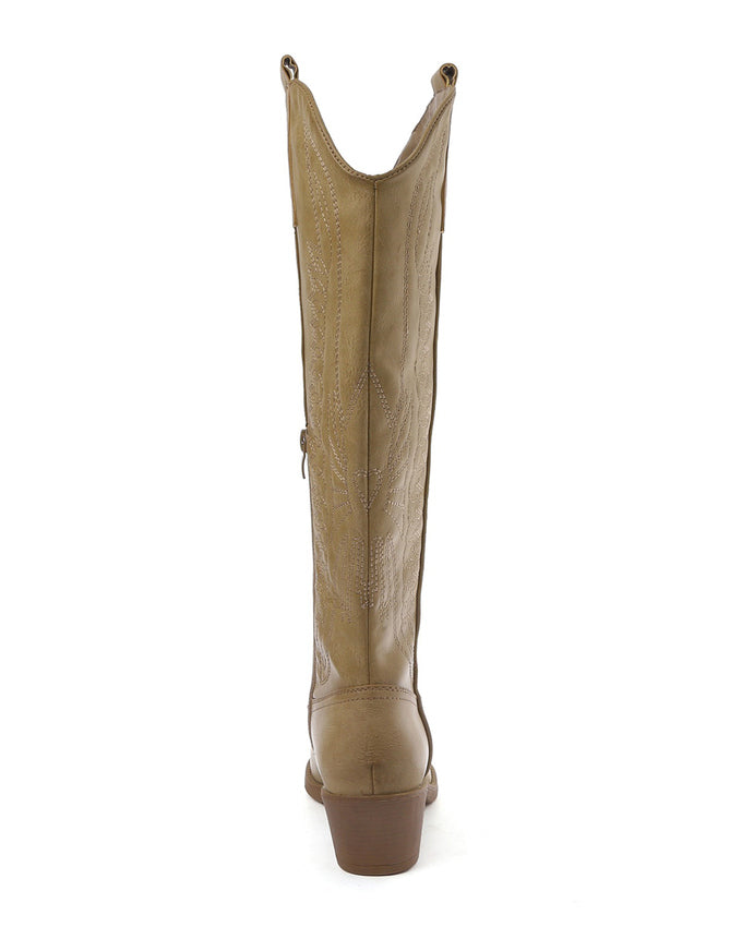 Jessie Leather Western Boots Taupe - PREMIUM