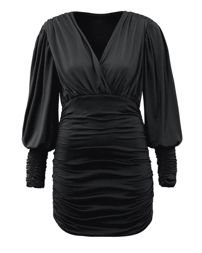 Victoria Draped Bodycon Dress Black