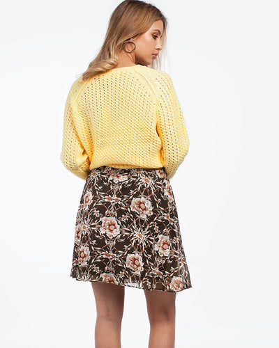 Worth Watching Floral Skirt Khaki