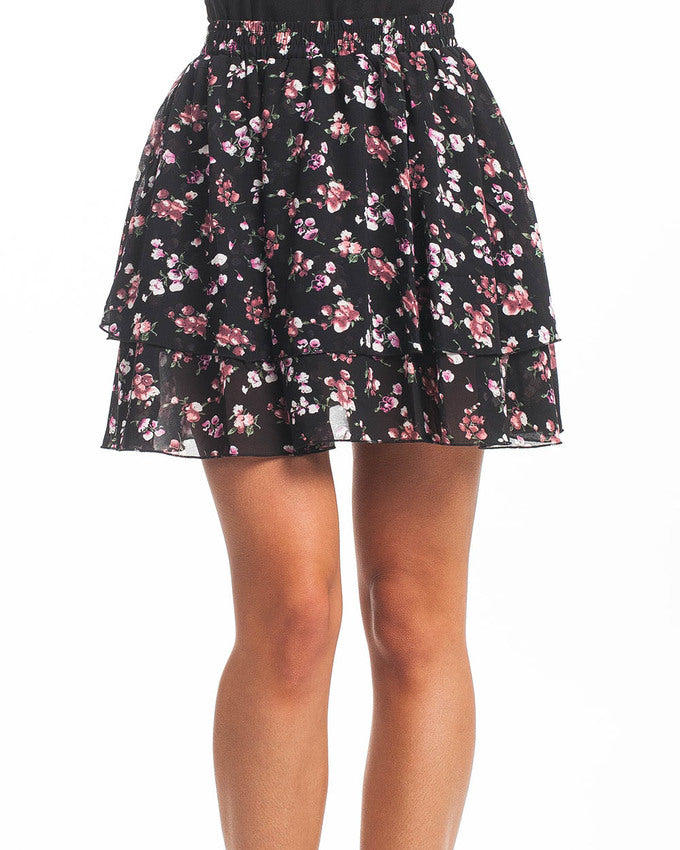 Flower Child Layered Skirt Black