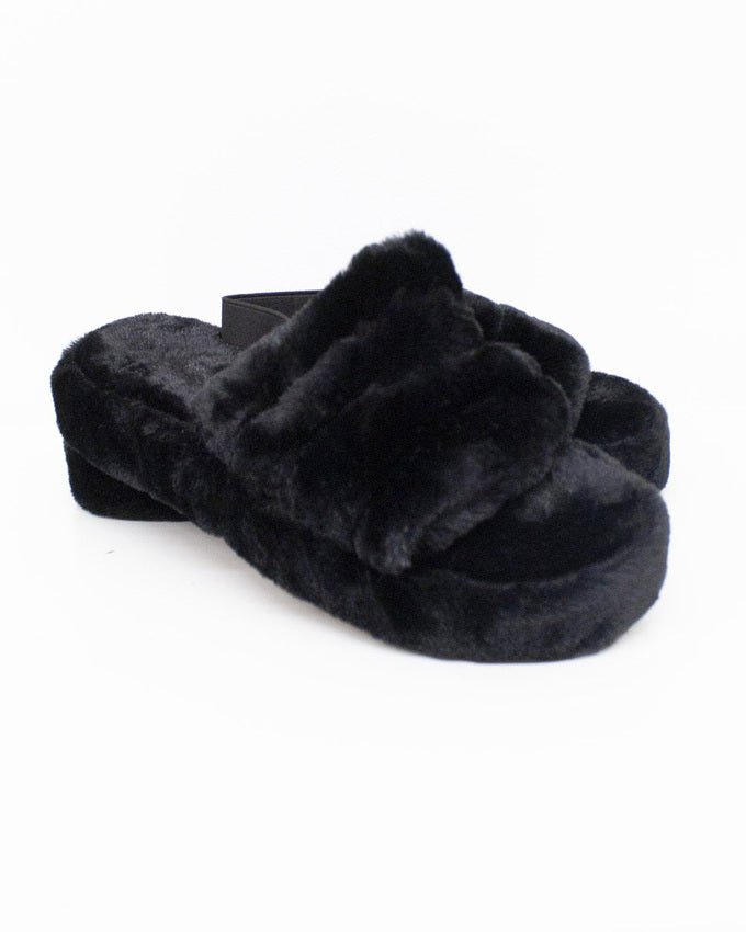 Cleo Fluffy Slippers Black
