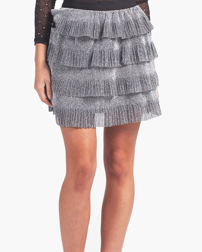 Let's Go Out Frill Skirt Silver