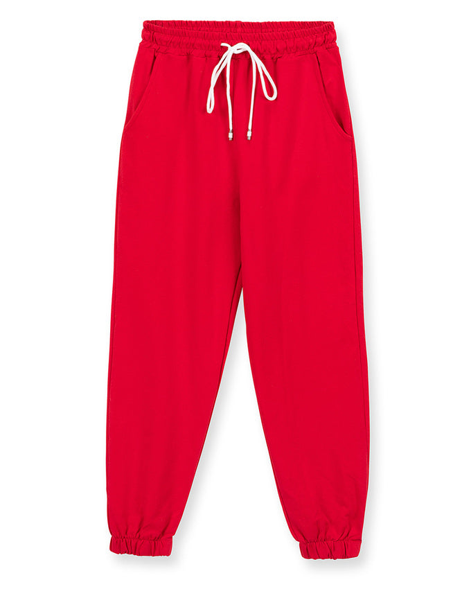 Work From Home Joggers Red 7/8 Length