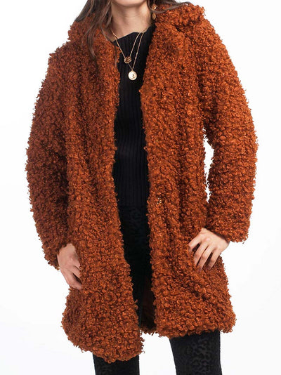 Karlie Fuzzy Coat - Brown