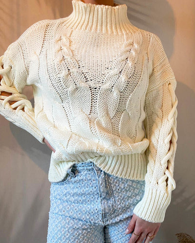Nathalie Lace-Up Sweater - White