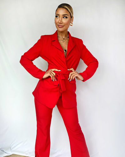 Melody Blazer & Trousers Set - Fire Red