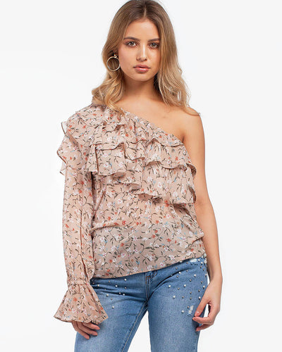 Just My Type One Shoulder Floral Top
