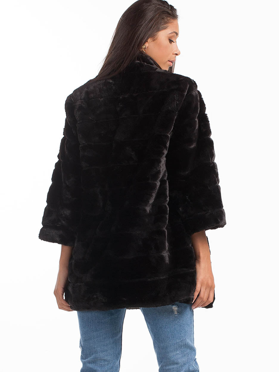 Pixie Faux Fur Coat - Black