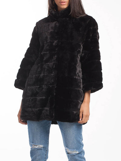 Pixie Faux Fur Coat - Black