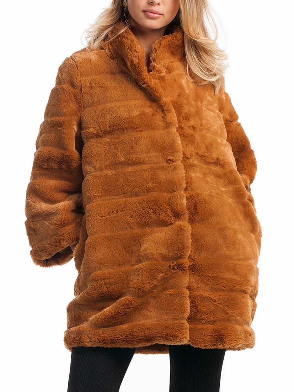 Pixie Faux Fur Coat - Brown