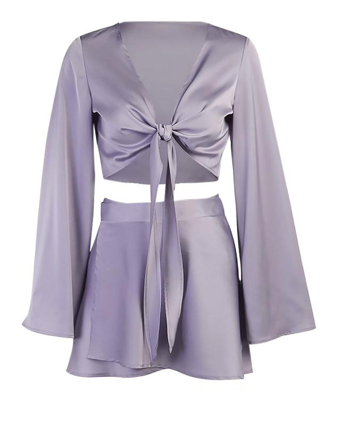 Everly Satin Top & Mini Skirt Lilac / Cover-Up