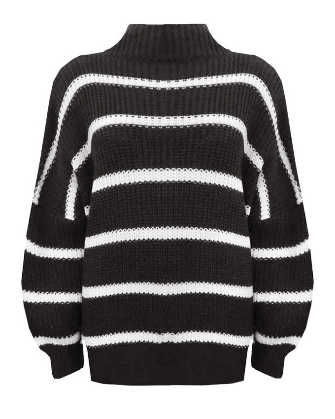 Nina Striped Sweater - Black