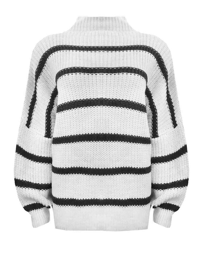 Nina Striped Sweater - White