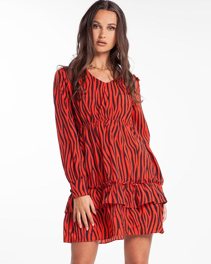 Don't Go Away Zebra Tunique Dress Red