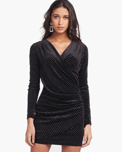 XOXO Diamond Velvet Dress Black