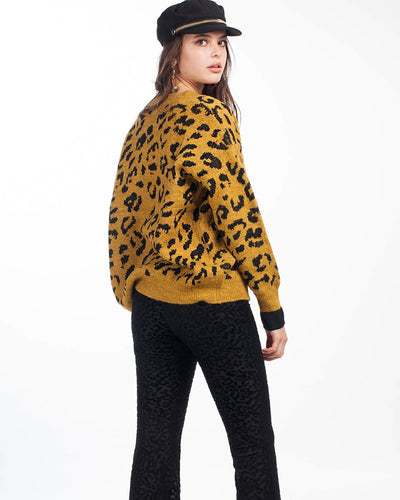 Wild Hearts Leopard Sweater Mustard